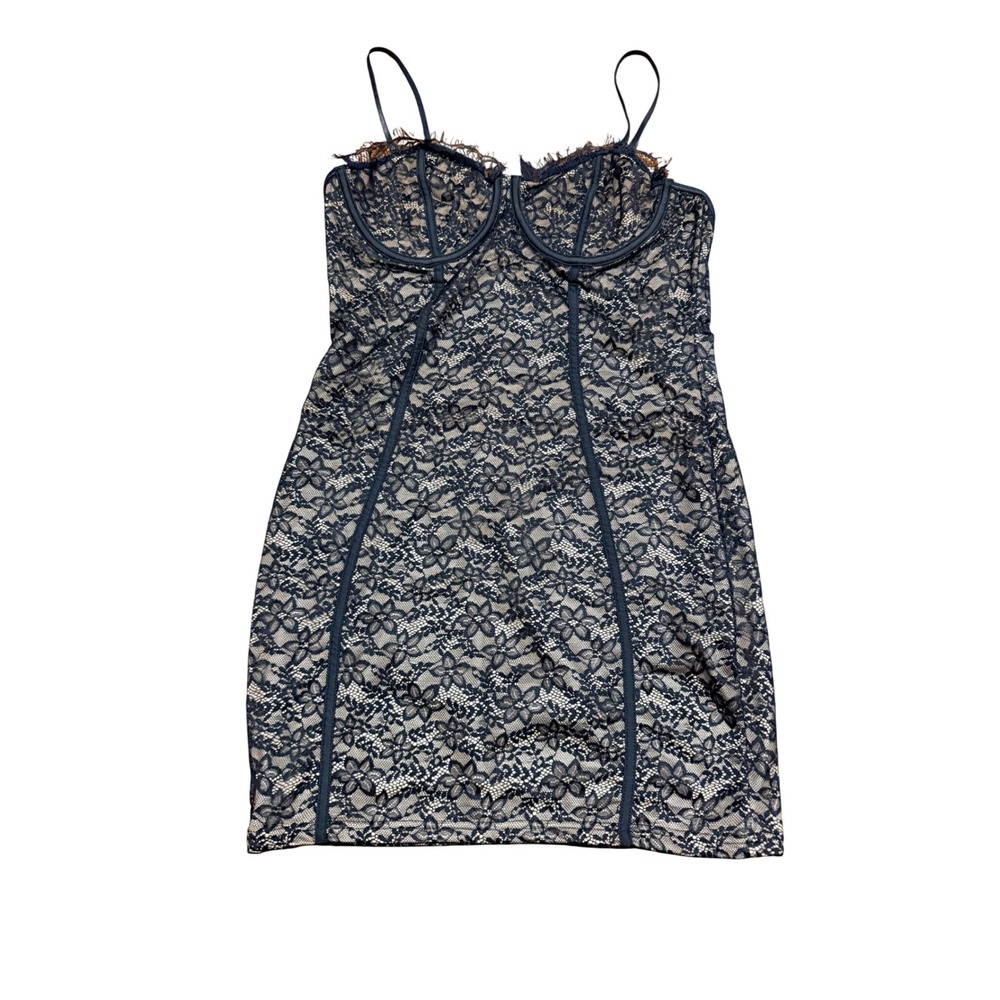 Floral Lace Underwire Bodycon Mini Dress Nude Lining Large romantic goth